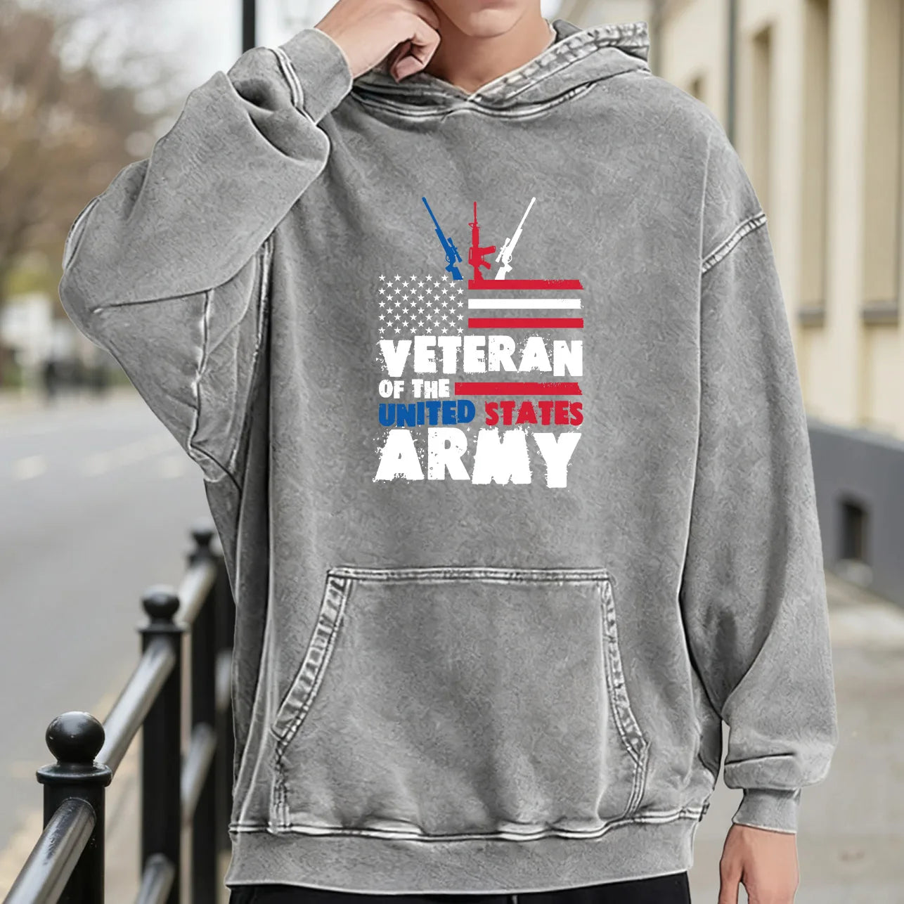 United States Army Men's Vintage Washed Graphic Hoodie