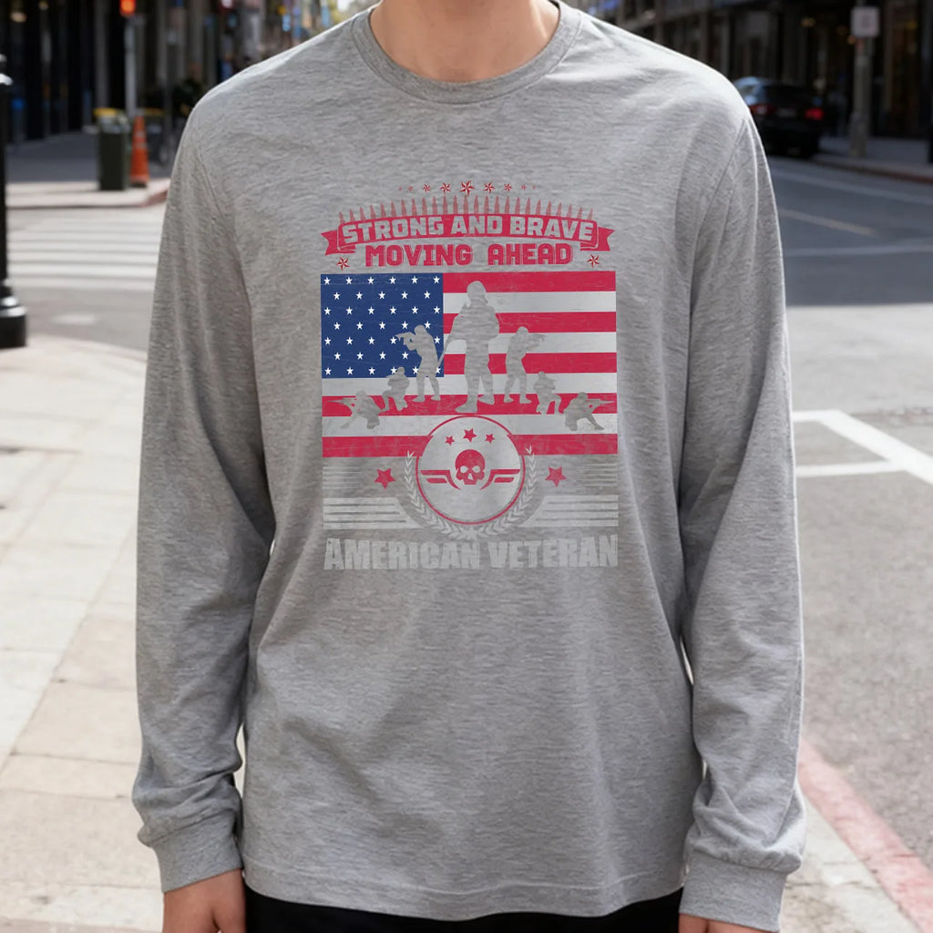 Strong and Brave American Veteran Men's Long Sleeve