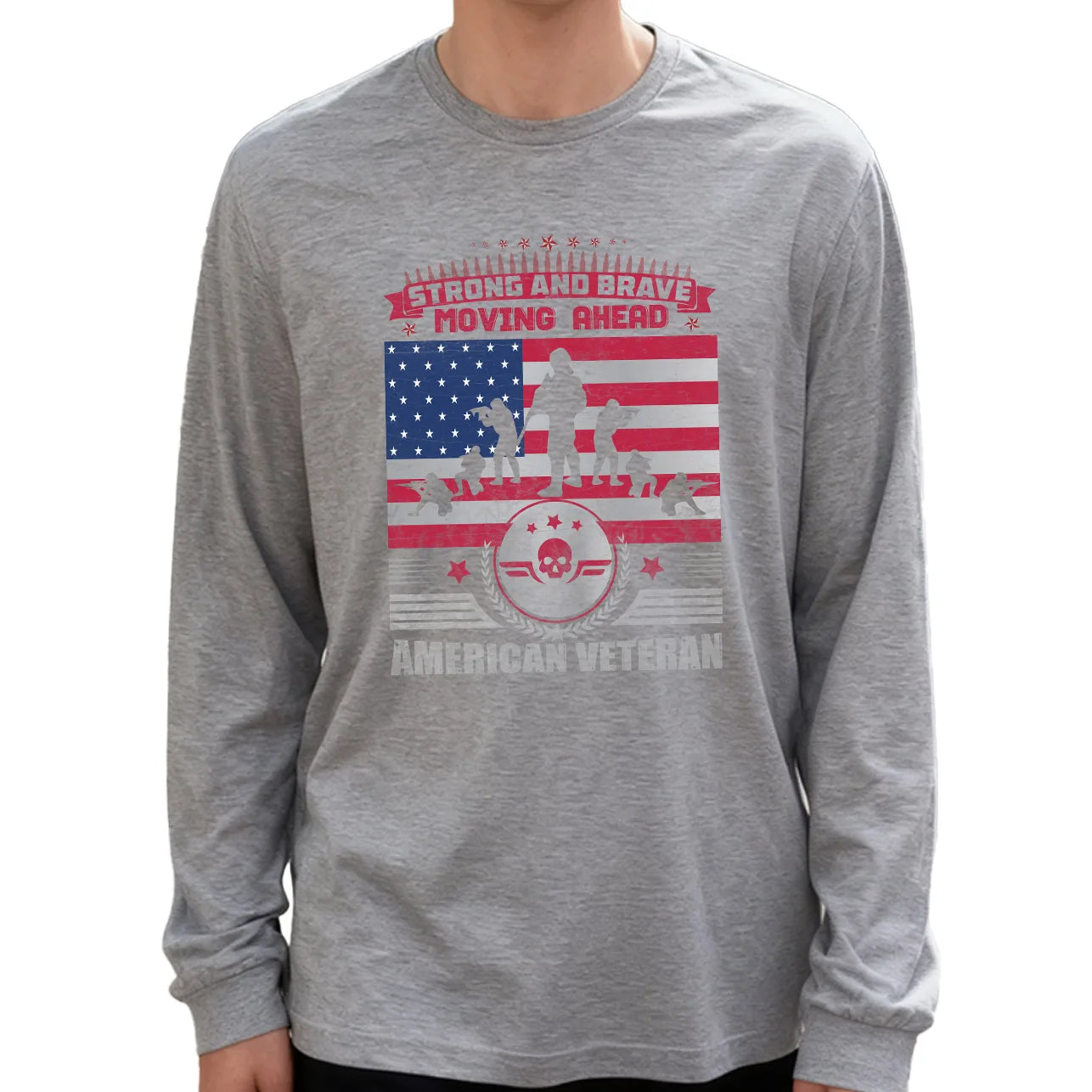 Strong and Brave American Veteran Men's Long Sleeve