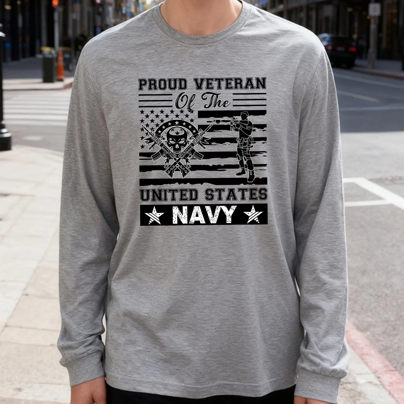 Proud Veteran of the United States Navy Men's Long Sleeve