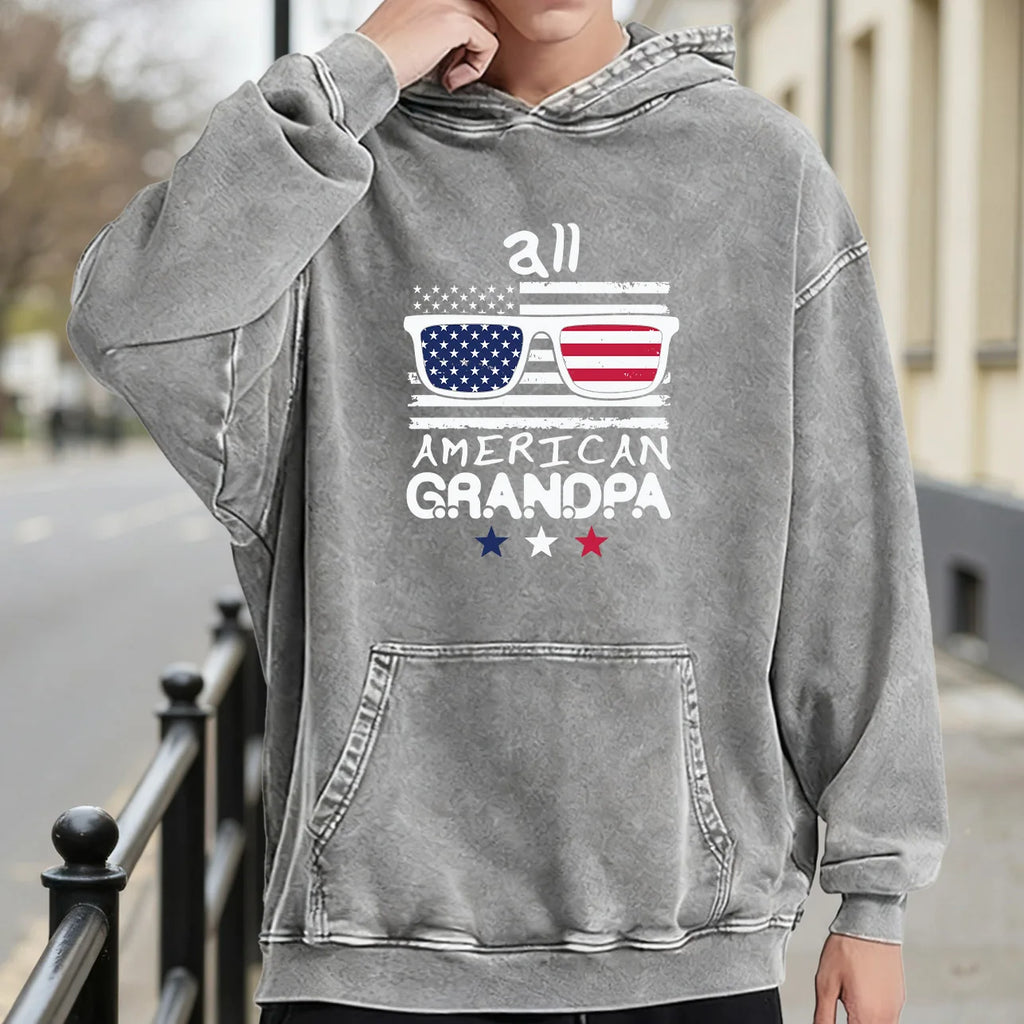 All American Grandpa Men's Vintage Washed Graphic Hoodie