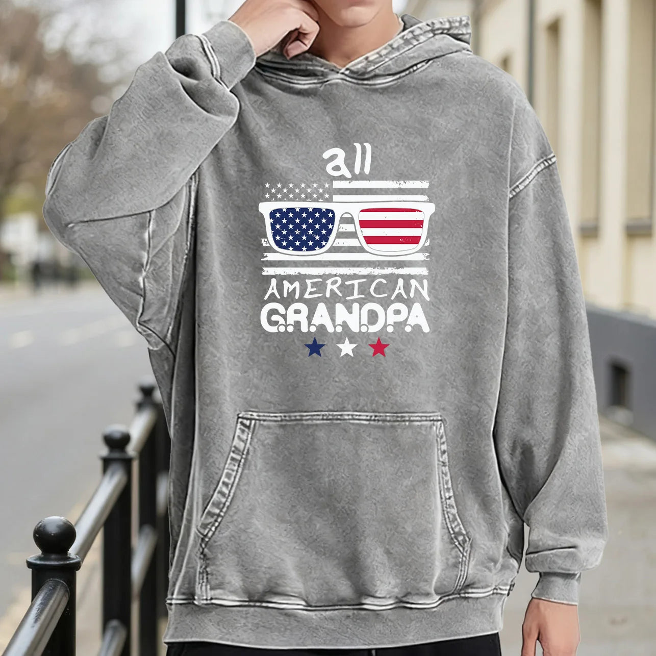 All American Grandpa Men's Vintage Washed Graphic Hoodie